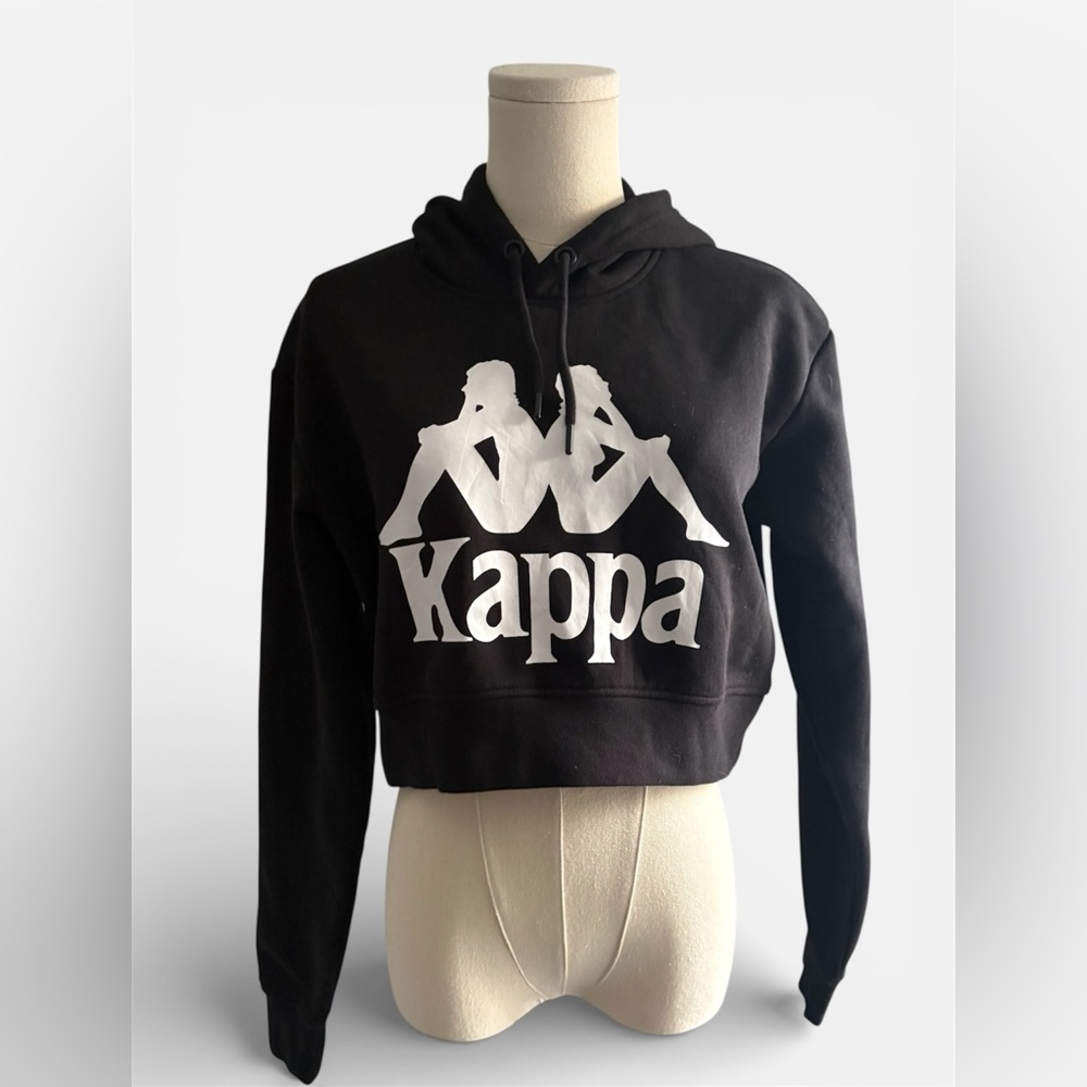 Kappa Women’s Cropped Hoodie Sweatshirt Black Size M NWT